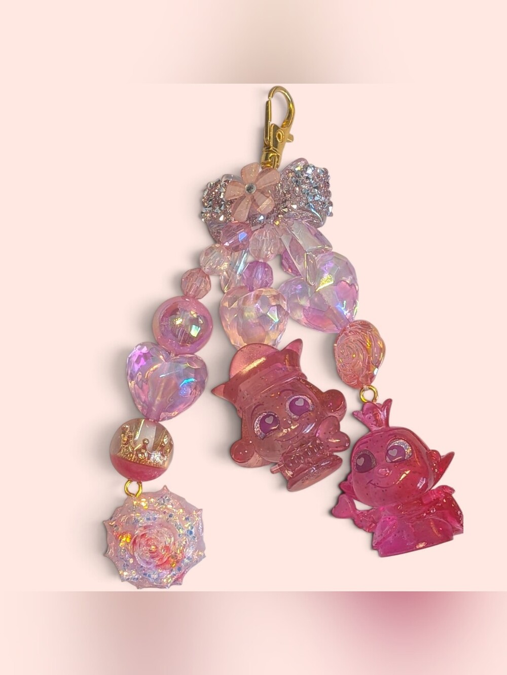 Handmade King And Queen of Hearts Love Story Bag Charm/ Keychain